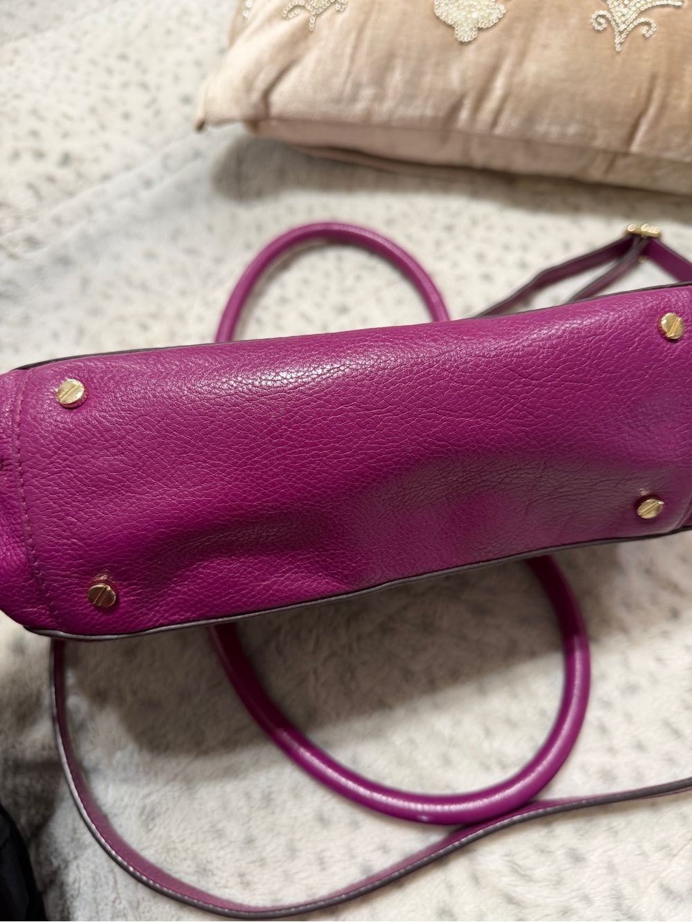 Tory Burch Amanda Purple Pebbled Leather 2-Way Satchel Crossbody Bag - Picture 3 of 4